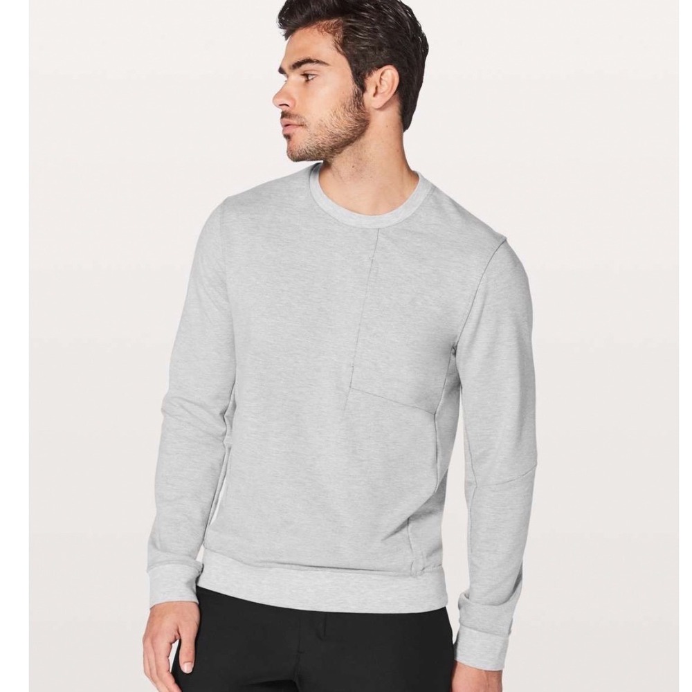 Lululemon Mens City Sweat Crew Heathered Grey Pullover Sweater Size S